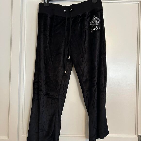 VINTAGE Y2K BCBG Women's Black Velour Tracksuit - Picture 4 of 8